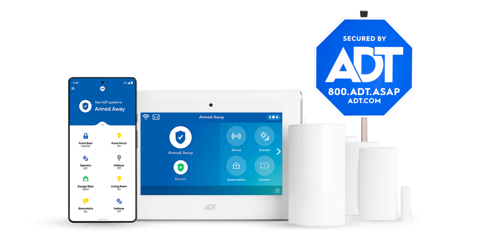 Complete package — ADT Command Panel with smart thermostat and automated door lock
